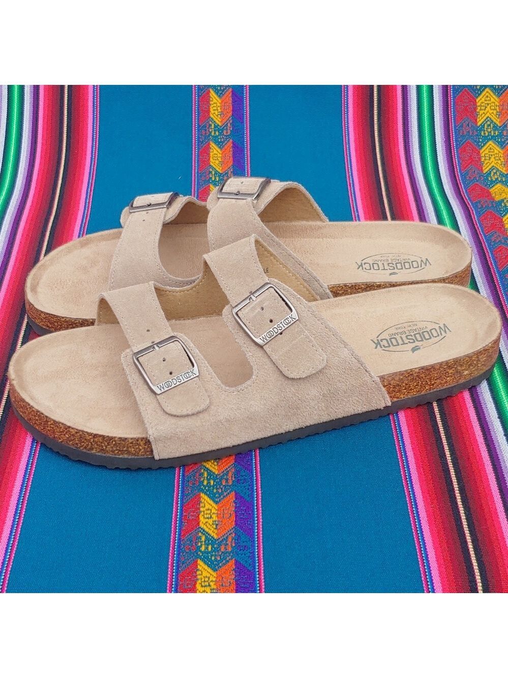 Woodstock Men's Vintage Brand NY Leather Cork Strap Sandals Tan size 11 NWOT - Picture 5 of 16